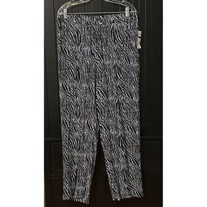 Kim Rogers Pants XL Zebra Print Pull On NWT Elastic Waist Trendy Modern Classic
